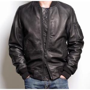メンズ 本革 ボンバーレザージャケット パイロット コート 革