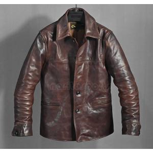 茶芯ホースハイド 30's ワークコート レザージャケット ヴィンテージ