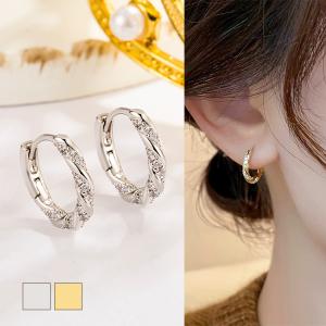 ピアス レディース リング ジルコニア フープピアス 重ね付け シルバー ゴールド 18kgp カジュアル おしゃれ 女性 オフィス クリスマス ポイント利用