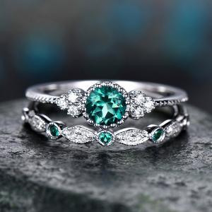 指輪 レディース 2点セット ジルコニア エメ...の詳細画像1