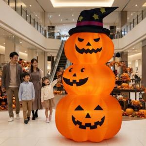 エアーディスプレイ 3連オレンジパンプキン(L) ハロウィン 大きい 飾り