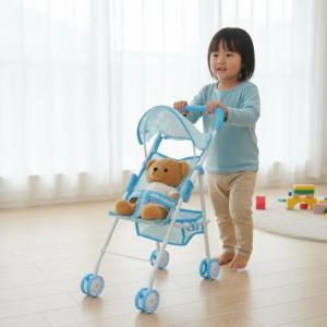 すみっコぐらし ベビーカー ブルー 人形用 お...の詳細画像1