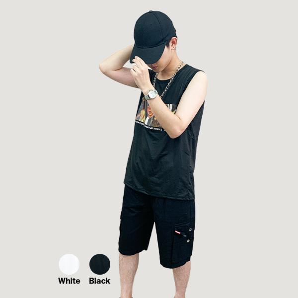 プリントノースリーブシャツ　ノースリーブ  シャツ　グラフィック　プリント　