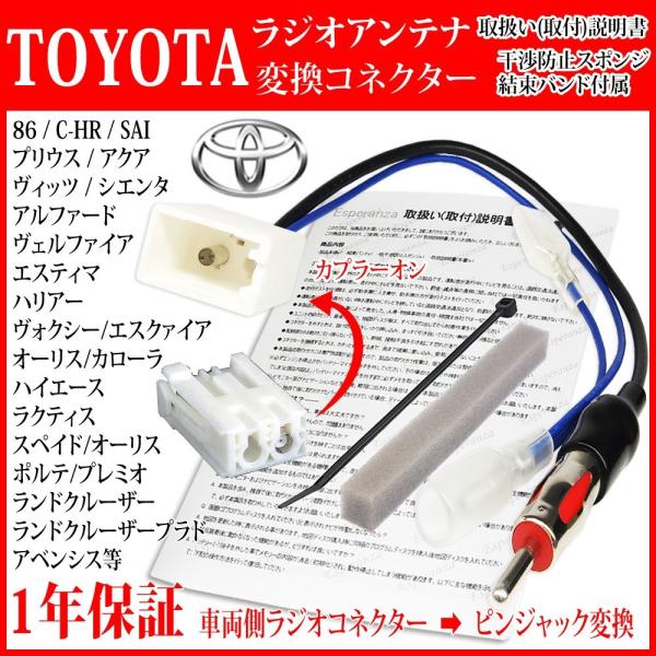 ★トヨタ AQUA アクア ラジオアンテナ変換ケーブル ナビ取り付けカプラーからピンジャックへ NH...