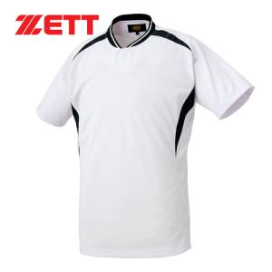 ゼット ZETT プルオーバー ベースボールシャツ BOT741 1119 ホワイト/ブラク メンズ レディース 半袖 Tシャツ トップス 野球  野球ウェア 練習用シャツ｜esports