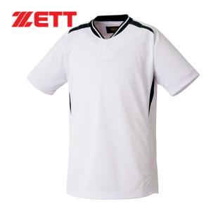 ゼット ZETT プルオーバー ベースボールシャツ BOT741J 1119 ホワイト/ブラク キッズ 半袖 Tシャツ トップス 少年用 ジュニア 子供 野球 野球ウェア｜esports