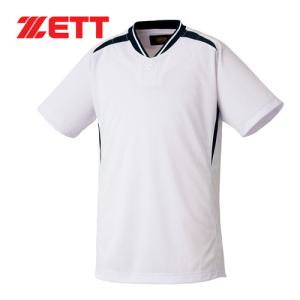 ゼット ZETT プルオーバー ベースボールシャツ BOT741J 1129 ホワイト/ネイビー キッズ 半袖 Tシャツ トップス 少年用 ジュニア 子供 野球 野球ウェア｜esports