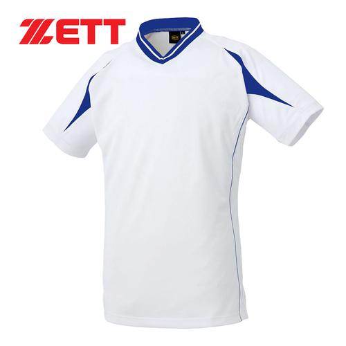 ゼット ZETT Vネック ベースボールシャツ BOT761 1125 ホワイト/Rブルー メンズ ...