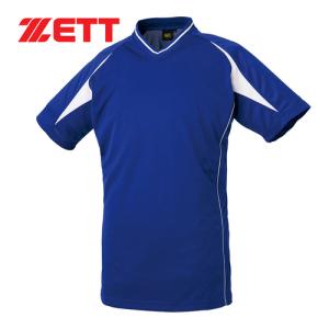 ゼット ZETT Vネック ベースボールシャツ BOT761 2511 Rブルー/ホワイト メンズ レディース 半袖 Tシャツ トップス 野球  野球ウェア 練習用シャツ｜esports