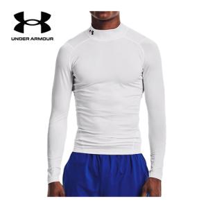 アンダーアーマー UNDER ARMOUR UAヒートギアアーマー ロングスリーブ シャツ モック 1369606 100 ホワイト/ブラック メンズ アンダーウェア インナーウェア｜esports