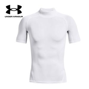 アンダーアーマー UNDER ARMOUR UAヒートギアアーマー コンプレッション モック ショートスリーブ シャツ 1372586 100 ホワイト/ブラック メンズ｜esports