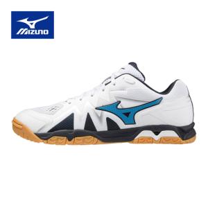 ミズノ MIZUNO ウエーブメダル ライズ 81GA2110 27 ホワイト×ブルー×ネイビー メンズ レディース 卓球 シューズ 靴  卓球シューズ｜esports