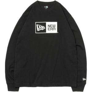 ニューエラ NEW ERA 長袖 コットン Tシャツ Box Logo ボックスロゴ 13334227 ブラック メンズ  ロンT アウトドア キャンプ ストリート