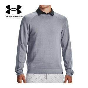 アンダーアーマー UNDER ARMOUR インテリニット クルーネック セーター 1373684 035 スチール/ホワイト メンズ 2022秋冬モデル 長袖 トップス ゴルフウェア｜esports