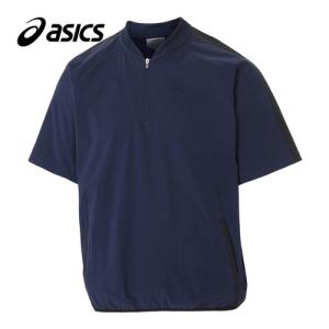 アシックス asics ストレッチVジャンHS 2121A321 400 ネイビー メンズ 半袖 シャツ 野球 トップス ハーフジップ トレーニングウェア スポーツ 高校野球対応｜esports