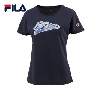 フィラ FILA アップリケTシャツ VL2586 20 フィラネイビー レディース 2023春夏モデル 半袖 Tシャツ トップス クルーネック テニス スポーツウェア 部活 練習｜esports