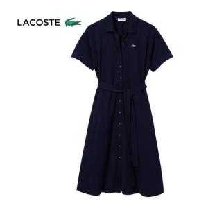 ラコステ LACOSTE 鹿の子地ポロドレス EF7923-99 166 ネイビー レディース 春夏モデル 正規品 半袖 ワンピース シャツワンピ おしゃれ ワニ タウンユース