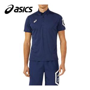 アシックス asics ヘキサゴン ポロ 2031D728 400 ピーコート メンズ 半袖 ポロシャツ トップス スポーツウェア カジュアル 移動着 部活 チームウェア｜esports