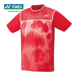 ヨネックス YONEX ユニゲームシャツ フィットスタイル 10528 496 サンセットレッド メンズ レディース 半袖シャツ ユニフォーム テニスウェア バドミントン｜esports