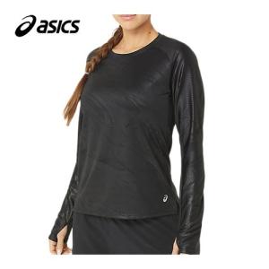 アシックス asics ランニングエンボス長袖シャツ 2012C879 001 パフォーマンスブラック レディース ランニングウェア 長袖シャツ Tシャツ ロンT トレーニング｜esports