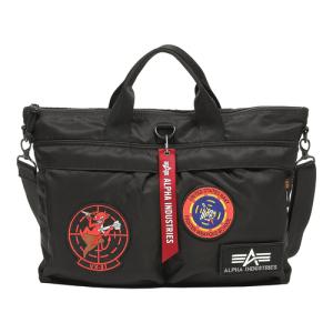 アルファインダストリーズ ALPHA INDUSTRIES 2ウェイ ヘルメットバッグ TZ1133 6603310 BLK ブラック ショルダーバッグ ワッペン 鞄 肩掛け タウンユース｜esports