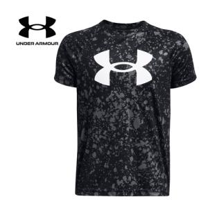 アンダーアーマー UNDER ARMOUR テック ショートスリーブTシャツ オールオーバープリント ビッグロゴ 1363278 009 ブラック/ホワイト キッズ