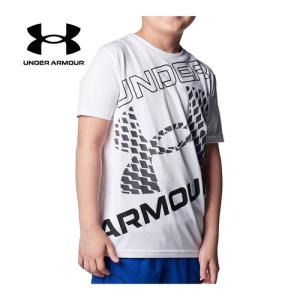 アンダーアーマー UNDER ARMOUR テック スーパービッグロゴ ショートスリーブTシャツ 1384684 100 ホワイト/ブラック キッズ トレーニングウェア 半袖シャツ｜esports