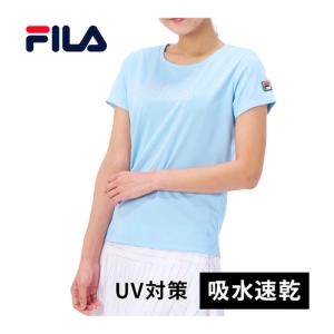 フィラ FILA アップリケTシャツ VL2819 10 サックス レディース テニスウェア 半袖シャツ 練習 練習着 トレーニング スポーツ トップス シャツ｜esports