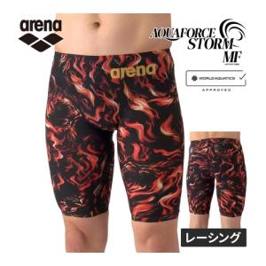 アリーナ arena レーシングスパッツ ハーフレッグ AS5FRCS3M BKRD ブラック×レッド メンズ 男性用競泳水着 競技用 スイムウェア 水着 水泳 プール 試合 練習