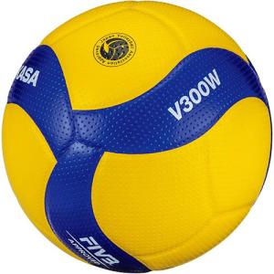 ミカサ MIKASA バレーボール 国際公認球 検定球5号 V300W ブルー/イエロー 公式 大会 バレー 検定球 5号球 20ESP ボール｜esports