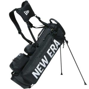 ニューエラゴルフ NEW ERA GOLF キャディーバッグ スタンド式 ベーシックポーチ付き 11901502 ブラック/ホワイトプリントロゴ カートバッグ ゴルフバッグ