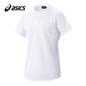 アシックス asics ゴールドステージ スクールゲームシャツ BAS003 01 ホワイト メンズ 半袖 Tシャツ ベースボール ソフトボール ユニフォーム 練習着｜esports