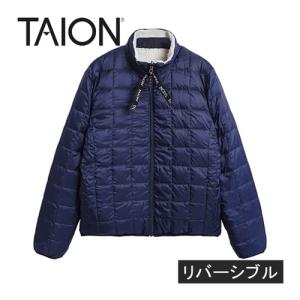 タイオン TAION ダウン×ボアリバーシブルダウンジャケット TAION-R102MB ネイビー×ナチュラル メンズ レディース ★在庫限り★防寒 両面 フリース ダウン｜esports