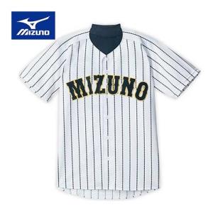 ミズノ MIZUNO 侍ジャパンユニフォーム H JR 12JC4F80 01 ホワイト×Sネイビー・ストライプ キッズ 野球 ウエア ユニホーム ファングッズ レプリカユニフォーム｜esports