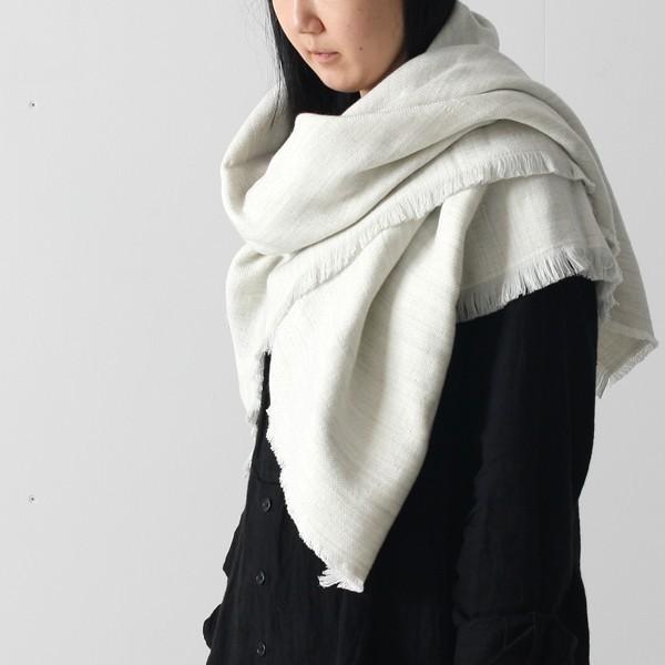 【kontex】 COTTON&amp;WOOL　BLANKET（コットンウールブランケット） アイスグレー...