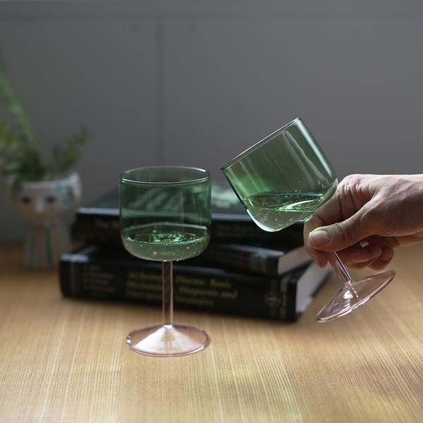 【HAY】TINT WINEGLASS SET OF 2（Green and pink）AB530-...