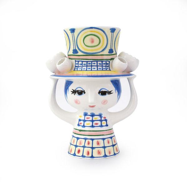 BJORN WIINBLAD エヴァ LADY WITH HAT フラワーベース ブルー 花瓶 ビヨ...