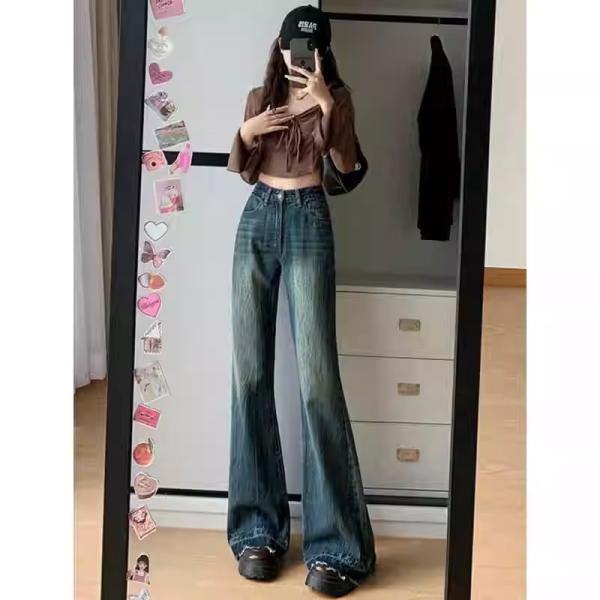 レトロ フレアデニムパンツ ローエッジsk0266