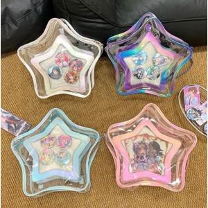 痛バッグ 星柄 透明窓 リュック ショルダー 斜め掛け ぬい 缶バッジ収納 推し活 バッグ 学生 制服 通勤 通学 イベント プレゼント ギフト 誕生日sk1903