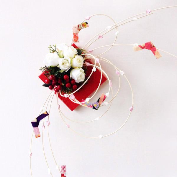 お正月リースオブジェ もち花と薔薇アレンジ nyb-15
