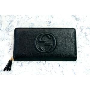 グッチ 長財布 GUCCI 598187 SOHO CELLARIUS SPECIAL PRODUCTION ソーホー ラウンドファスナー インターロッキングG レザータッセル 男女兼用 黒｜essenceofstyle