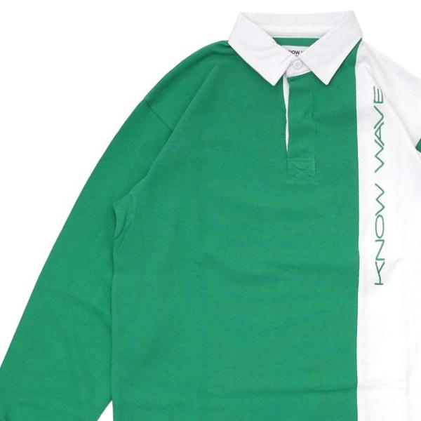ノーウェーブ Know Wave Stretch Logo Rugby ラガーシャツ GREEN グ...