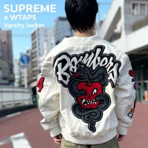 新品 シュプリーム SUPREME x ダブルタップス WTAPS Varsity Jacket WHITE 21274SPD-JKM01S 130003486050 OUTER｜essense