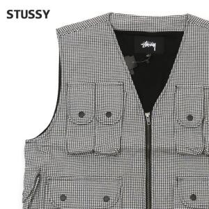 新品 ステューシー STUSSY Houndstooth Work Vest ベスト 千鳥格子 BLACK ブラック 黒 420000471049 TOPS｜essense