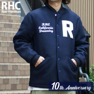 【RHC日本上陸10周年記念】 新品 ロンハーマン RHC Ron Herman x STANDARD CALIFORNIA Varsity Jacket バーシティー ジャケット NAVY 227000104047 OUTER｜essense