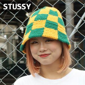 新品 ステューシー STUSSY CHECKER KNIT BUCKET HAT バケット ハット EVERGREEN 252000514015 ヘッドウェア