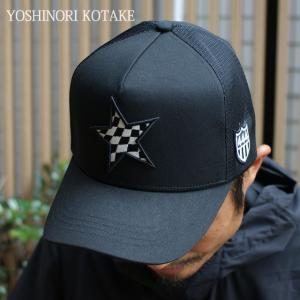 新品 ヨシノリコタケ YOSHINORI KOTAKE x BARNEYS NEWYORK BLACK LINE CHECKER STAR LOGO MESH CAP キャップ 251001665011 ヘッドウェア｜essense