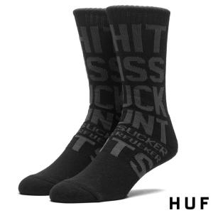 【数量限定特別価格】 新品 HUF (ハフ) SEVEN WORDS CREW SOCKS [ソックス][靴下] BLACK 999-005023-011｜essense