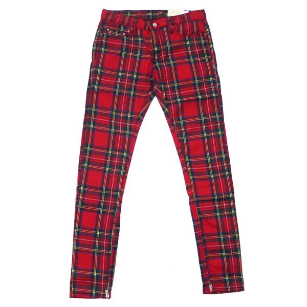 新品 ミニマル mnml M85 TARTAN CHECK DENIM PANTS タータン チェッ...