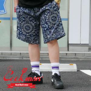 新品 クックマン Cookman Chef Short Pants シェフ ショート パンツ ショーツ PAISLEY NAVY ペイズリー ネイビー｜essense